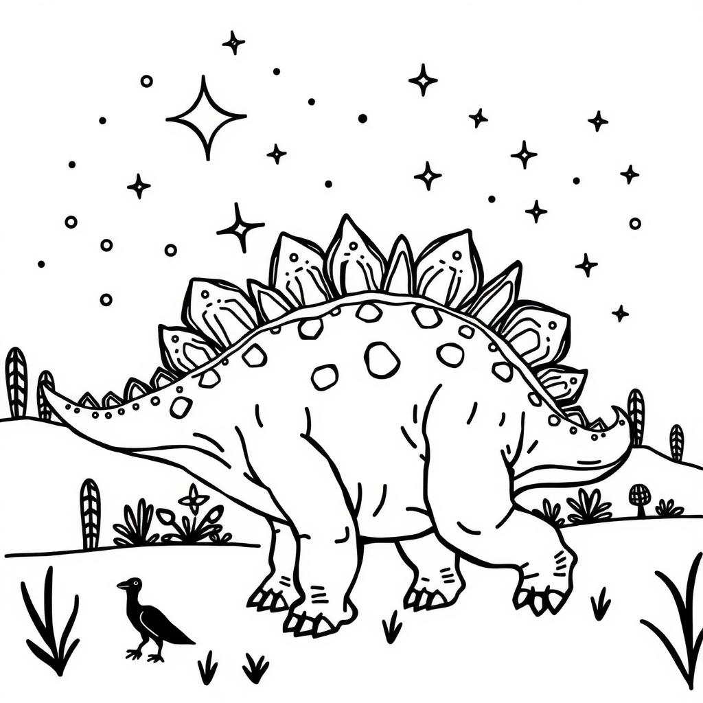 Starry Night Adventure — Free Coloring Page for Kids coloring page