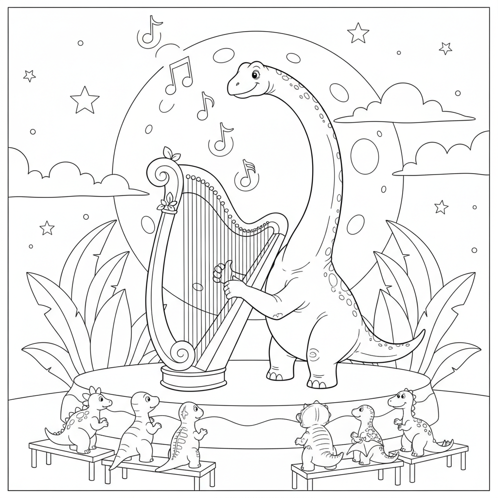 Benny the Brachiosaurus — Free Coloring Page for Kids coloring page