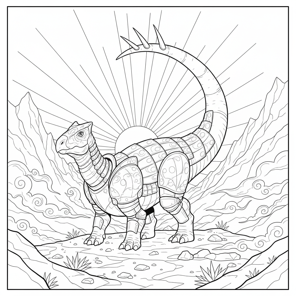 Kentrosaurus Spike Knight — Free Coloring Page for Kids coloring page