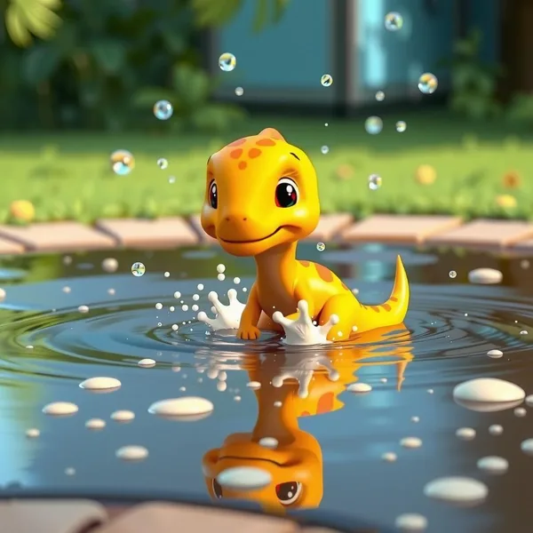 Raptor's Playful Splash — Free Coloring Page for Kids