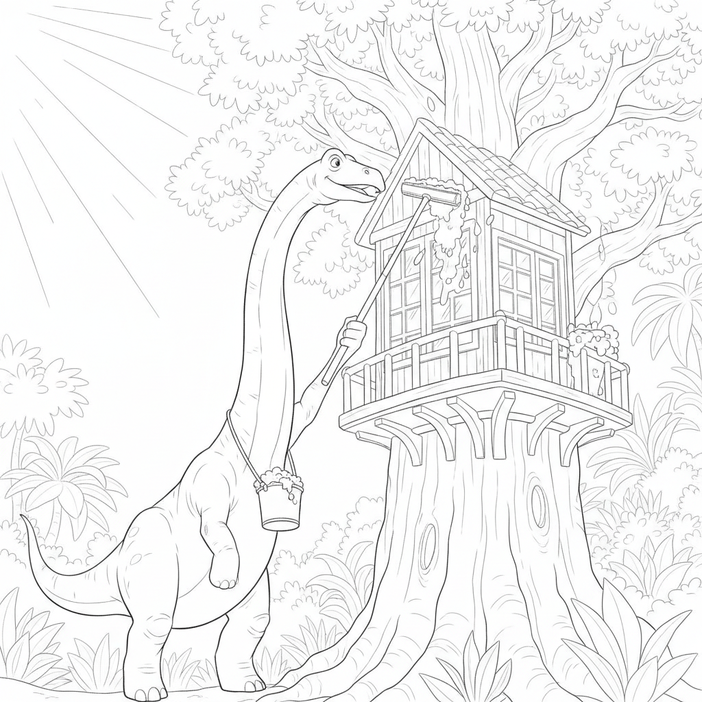 Dinosaur Window Washer — Free Coloring Page for Kids