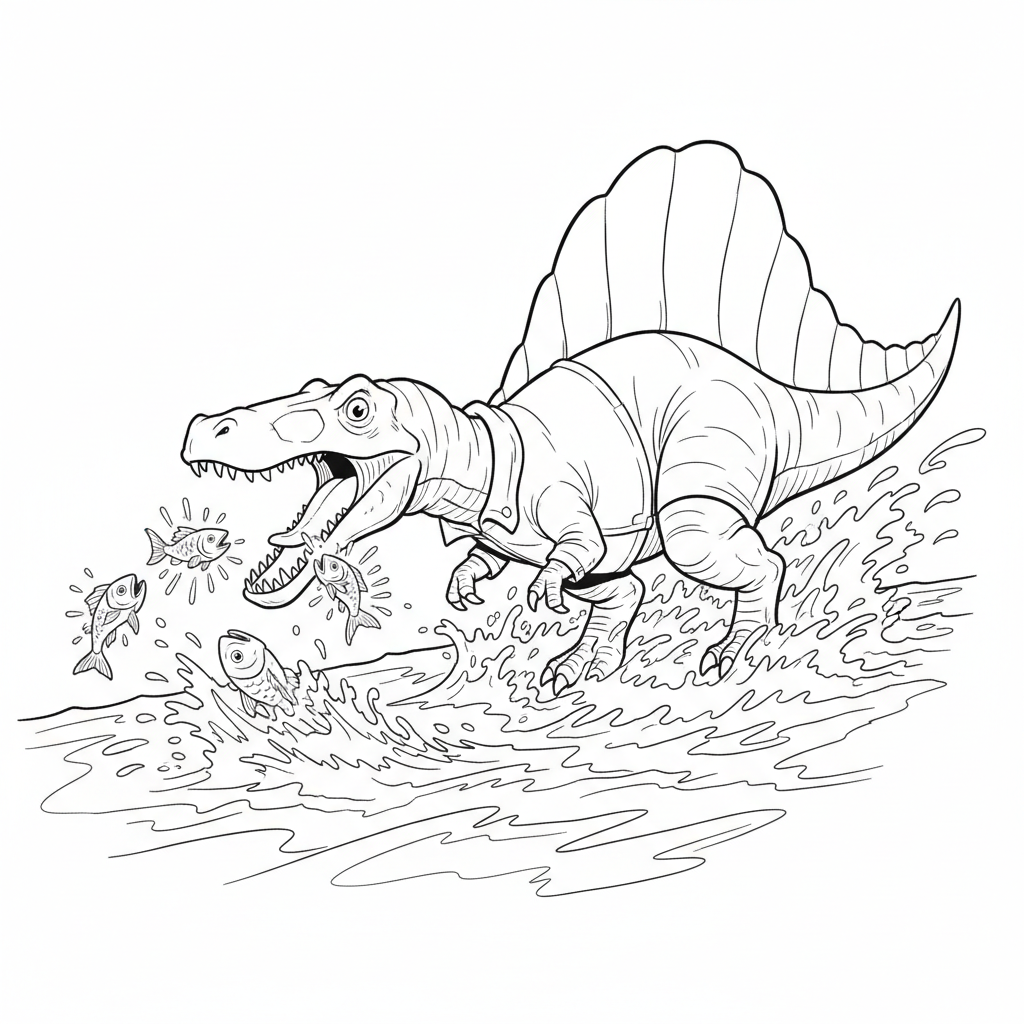 Spinosaurus Splash Fun — Free Coloring Page for Kids coloring page