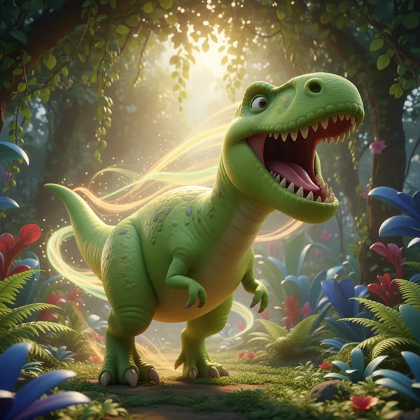 Joyful Allosaurus in Enchanted Forest — Free Coloring Page for Kids