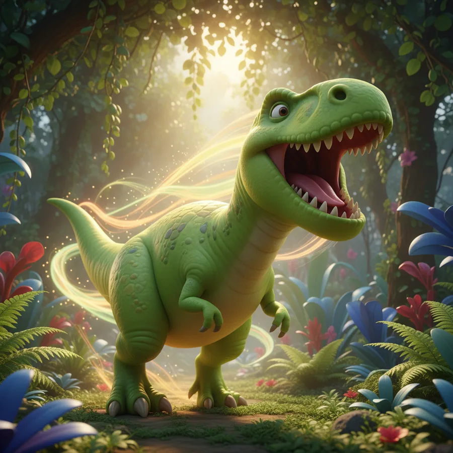 Joyful Allosaurus in Enchanted Forest — Free Coloring Page for Kids