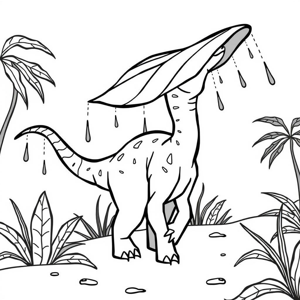 Brachiosaurus Leaf Hat — Free Coloring Page for Kids coloring page