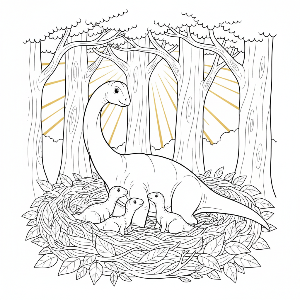 Maiasaura Nest Adventure — Free Coloring Page for Kids coloring page
