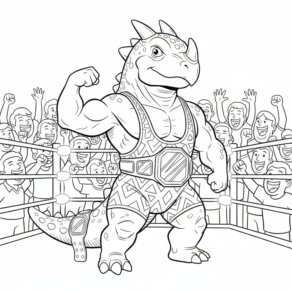 Muscular Ankylosaurus Champion — Free Coloring Page for Kids coloring page