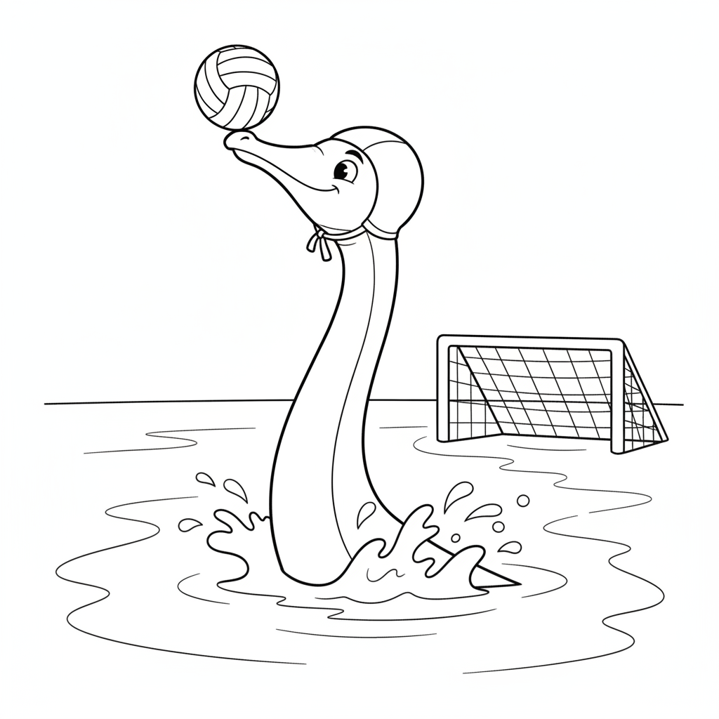 Dinosaur Splashing in Turquoise Water — Free Coloring Page for Kids