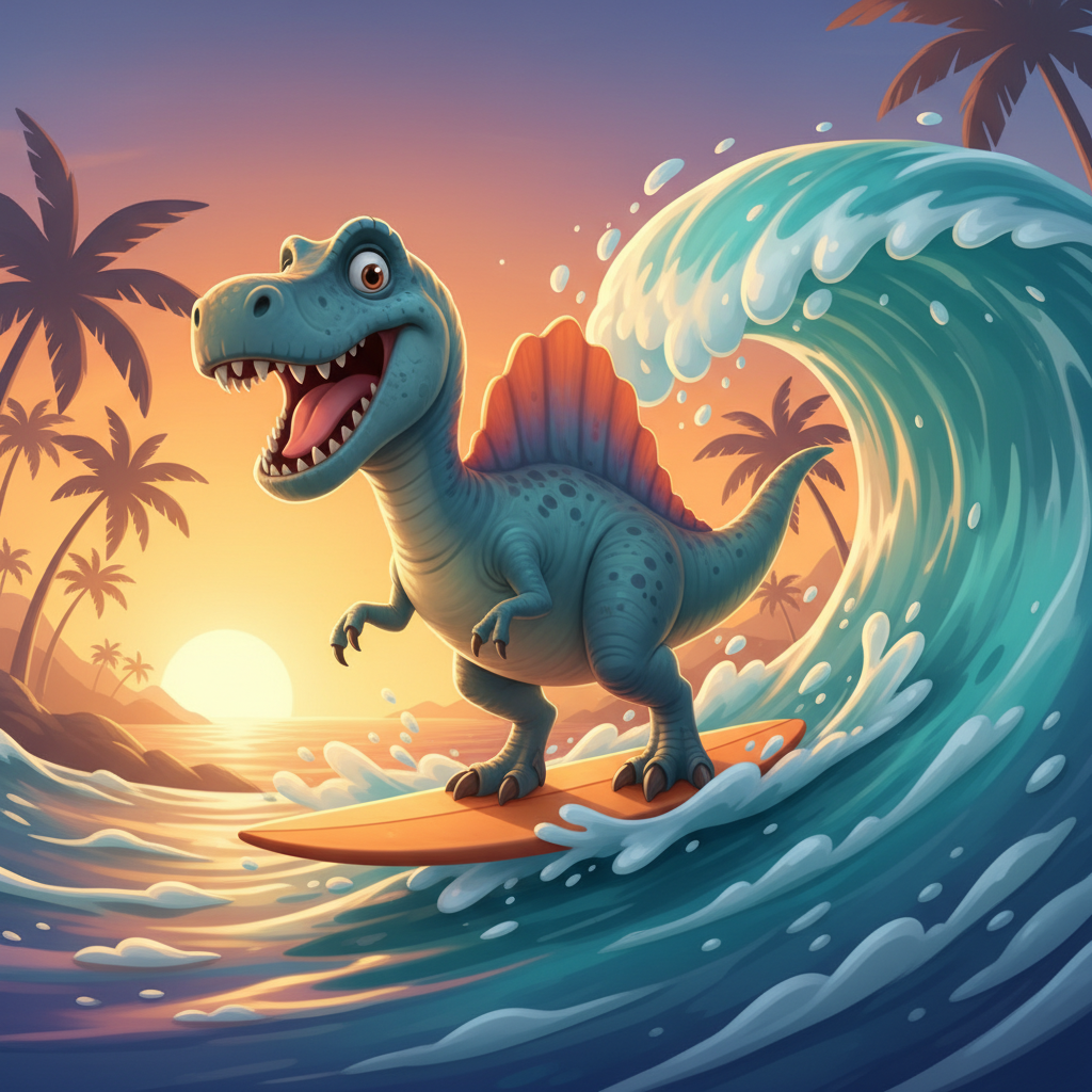 Spinosaurus Surfing Fun — Bedtime Story for Kids