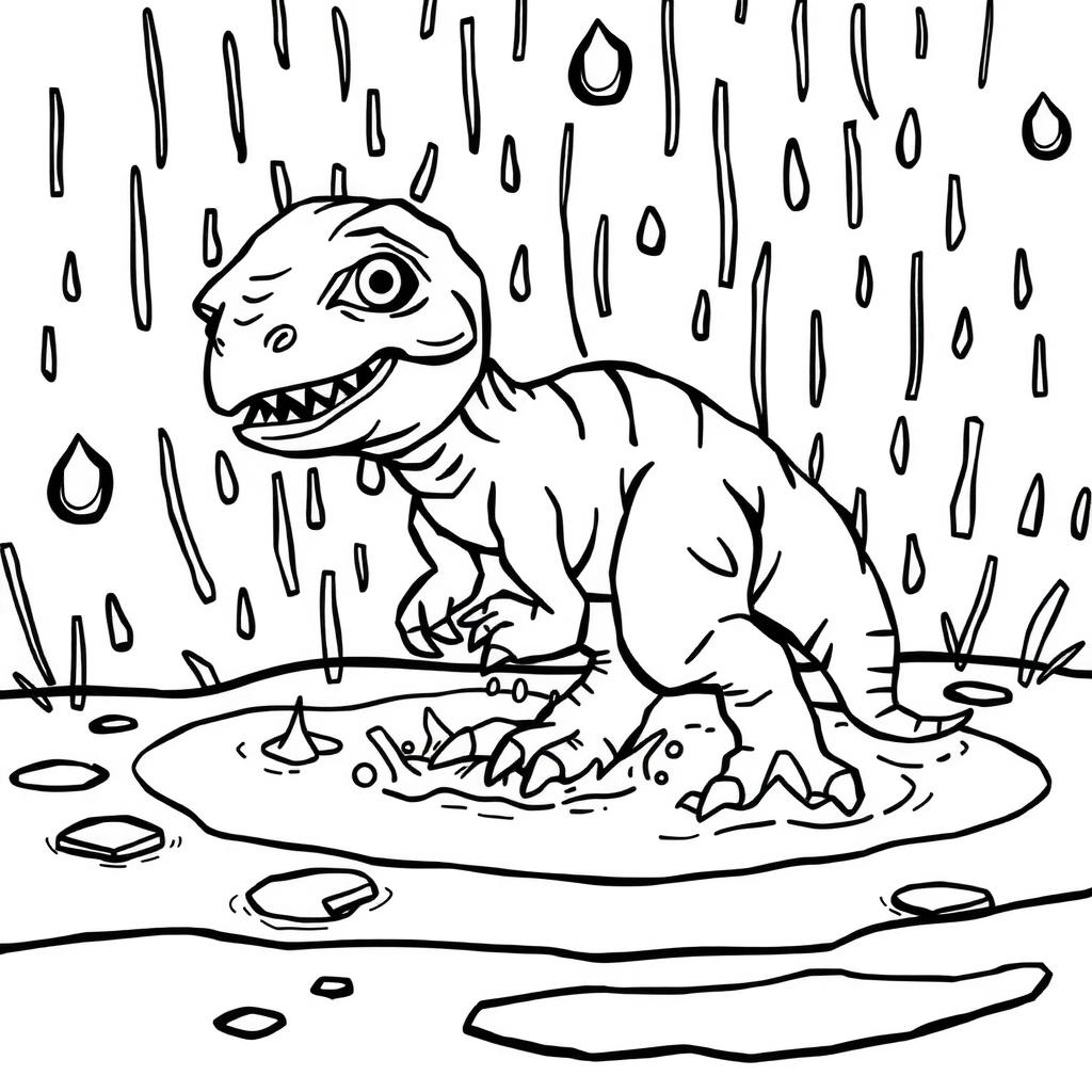 Raptor's Playful Splash — Free Coloring Page for Kids coloring page
