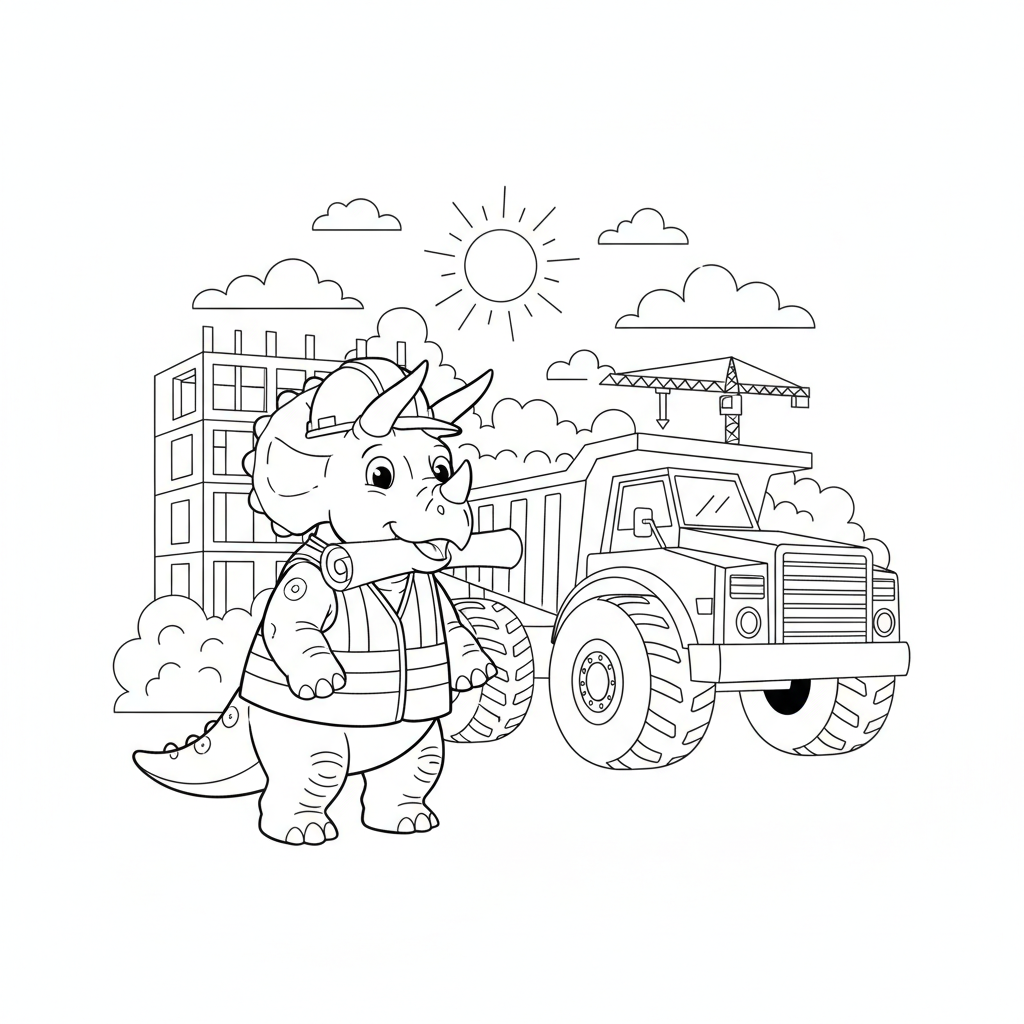 Construction Site Adventure — Free Printable Coloring Page for Kids coloring page