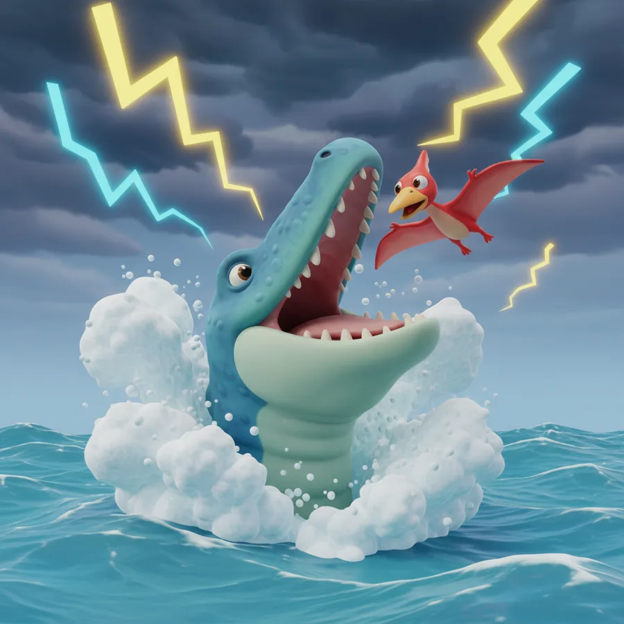 Mosasaurus Deep Breach — Free Coloring Page for Kids