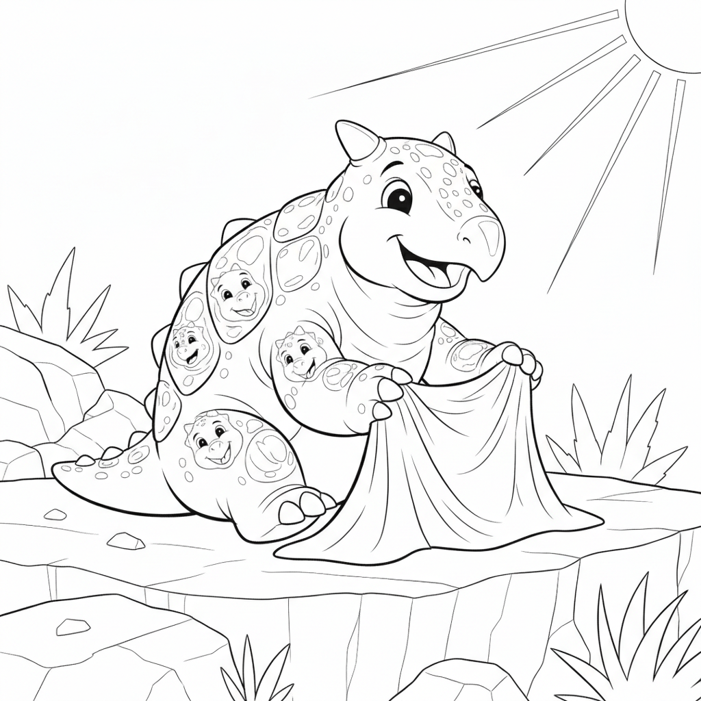 Dinosaur on a Rocky Desert — Free Coloring Page for Kids