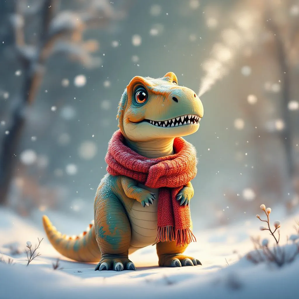 The T-Rex Snowy Scarf Story