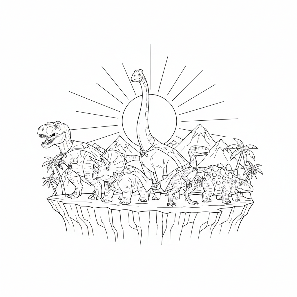 Dino Hero Squad — Free Printable Coloring Page for Kids coloring page