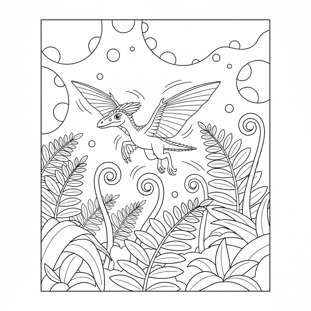 Microraptor Glider — Free Coloring Page for Kids coloring page