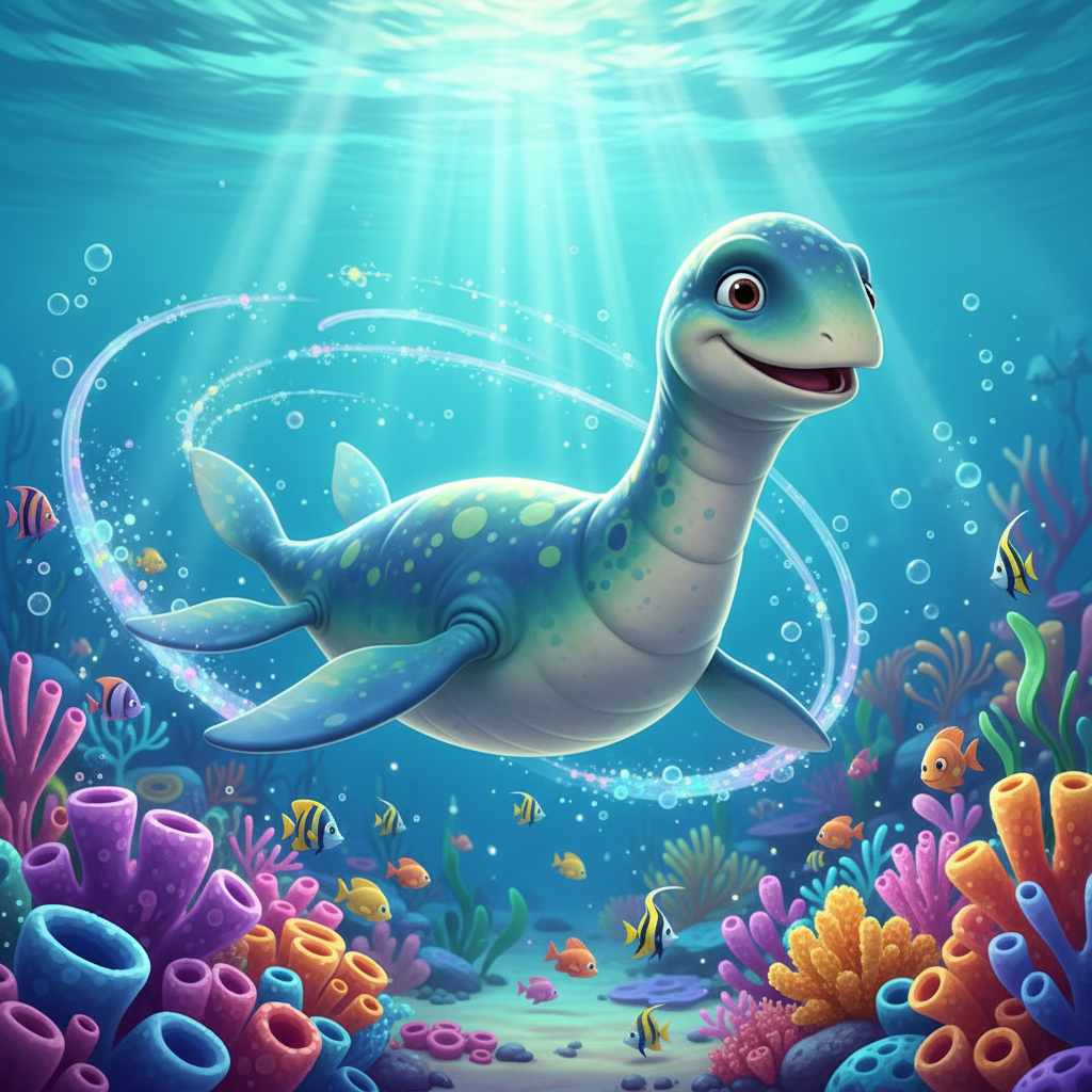 Plesiosaurus Adventure in Coral Reef — Kids Bedtime Story Free to Read