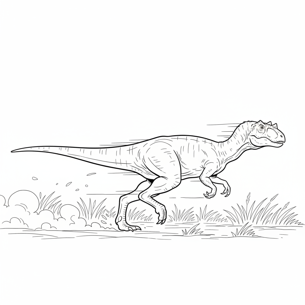 Carnotaurus in a Race — Free Printable Coloring Page for Kids coloring page