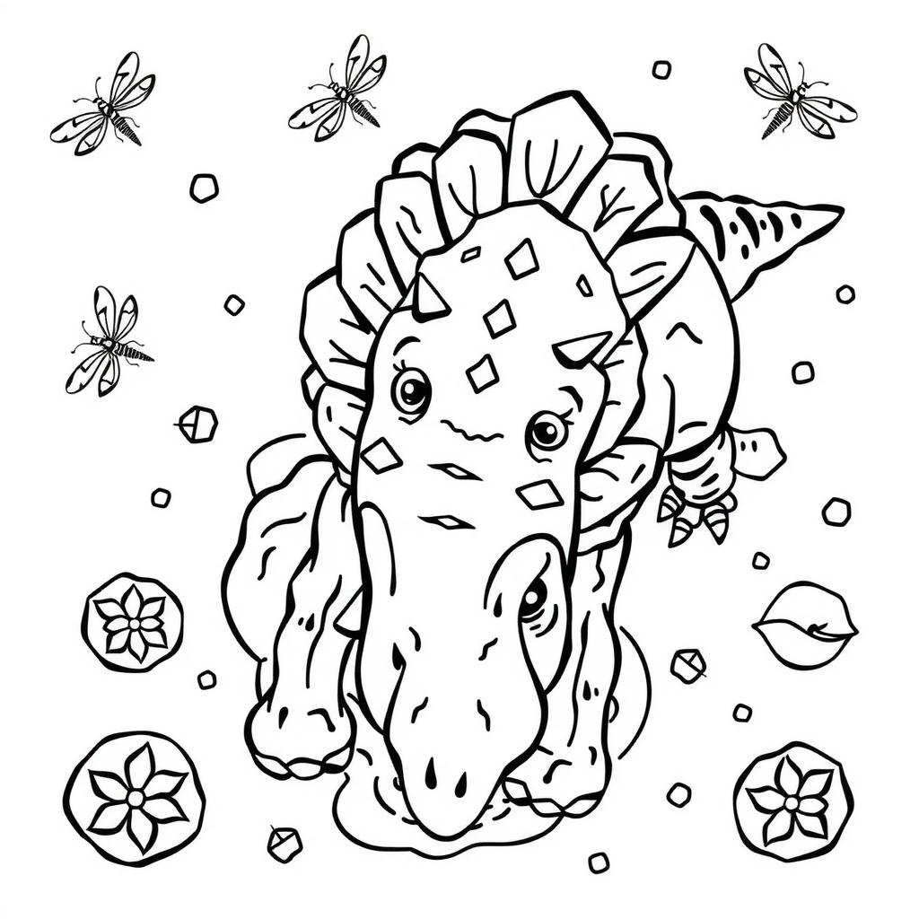Triceratops Pond Coloring Page coloring page