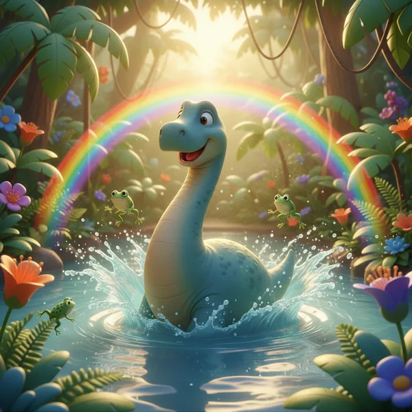 Apatosaurus Lake Splash — Free Coloring Page for Kids