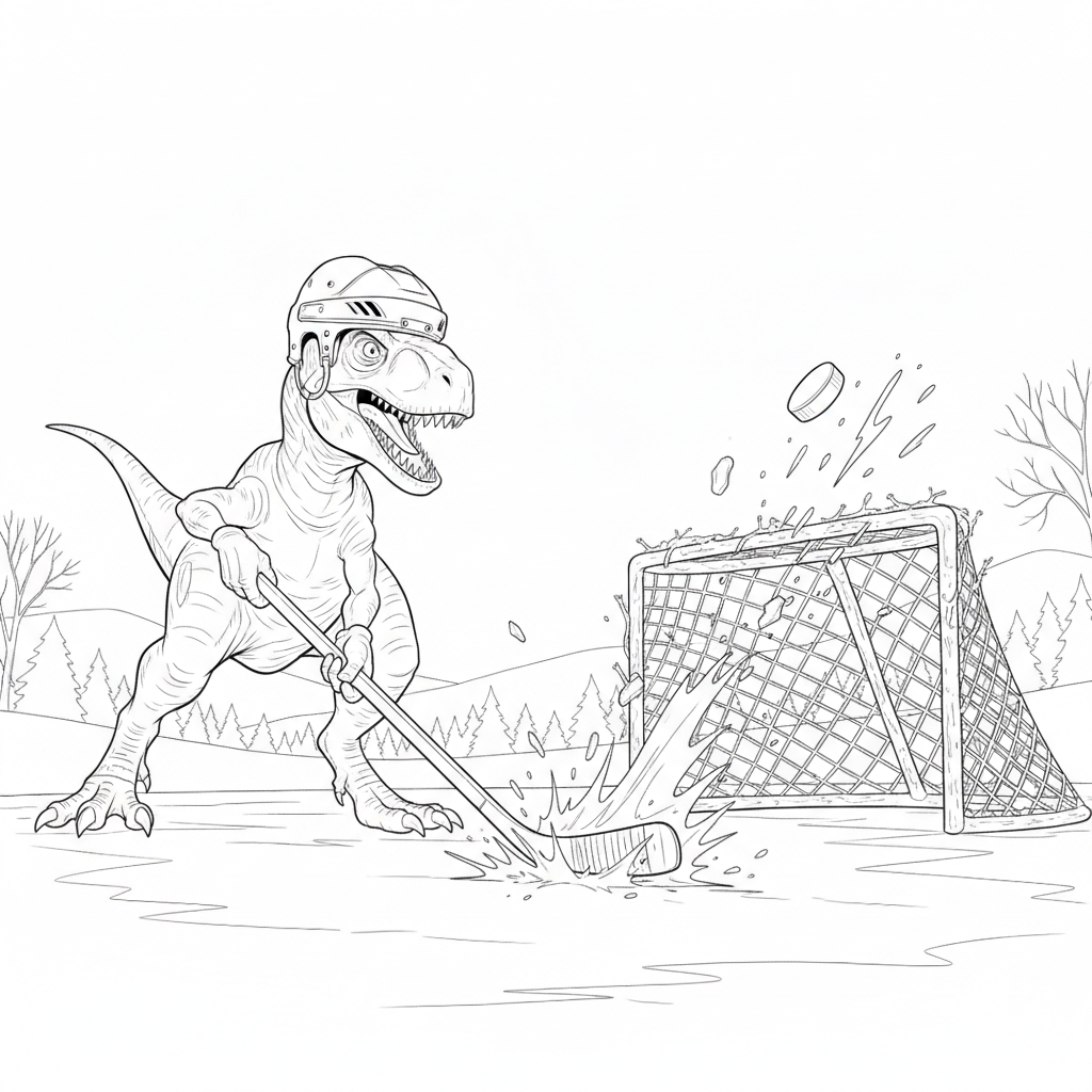 Dinosaur on Ice — Free Coloring Page for Kids