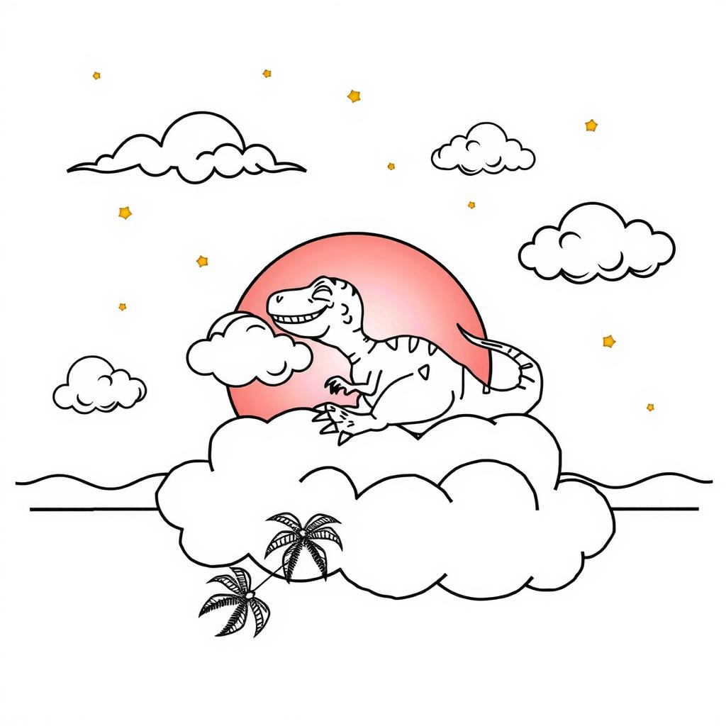 Cloud T-Rex Coloring Page coloring page
