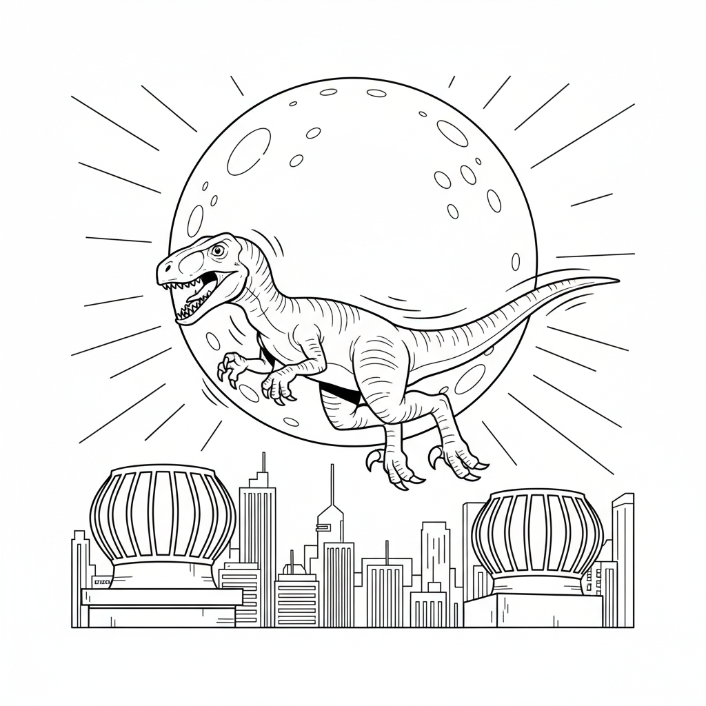 Raptor Parkour Run — Free Printable Coloring Page for Kids coloring page