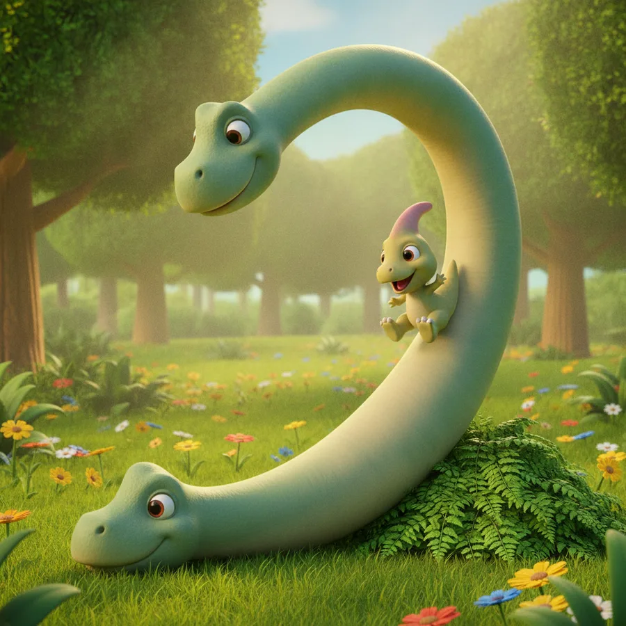Esta página para colorir apresenta um duo de dinossauros em um prado brilhante. O corpo do grande dinossauro é fácil de colorir, enquanto as flores oferecem padrões mais intrincados.