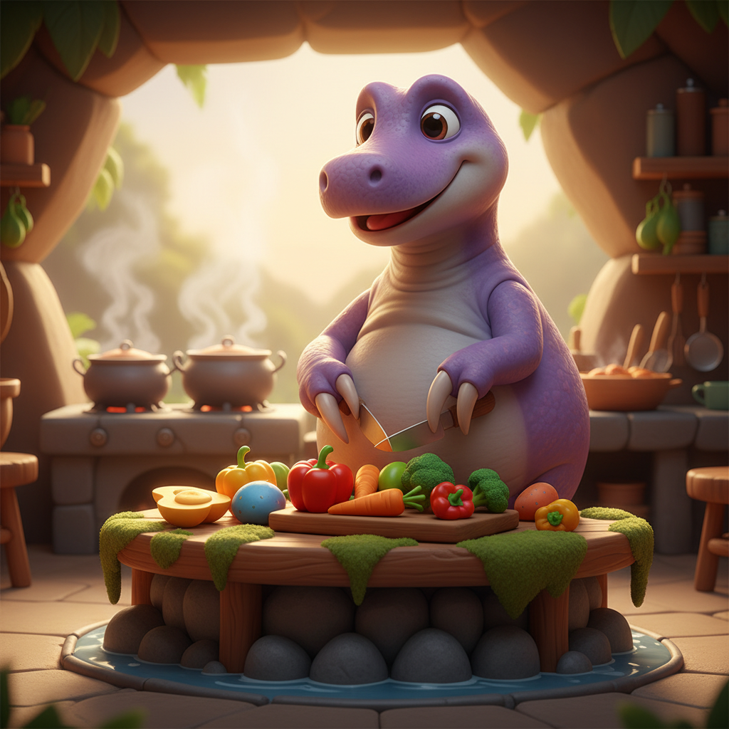 Cheerful Dinosaur Chef Adventure — Bedtime Story for Kids