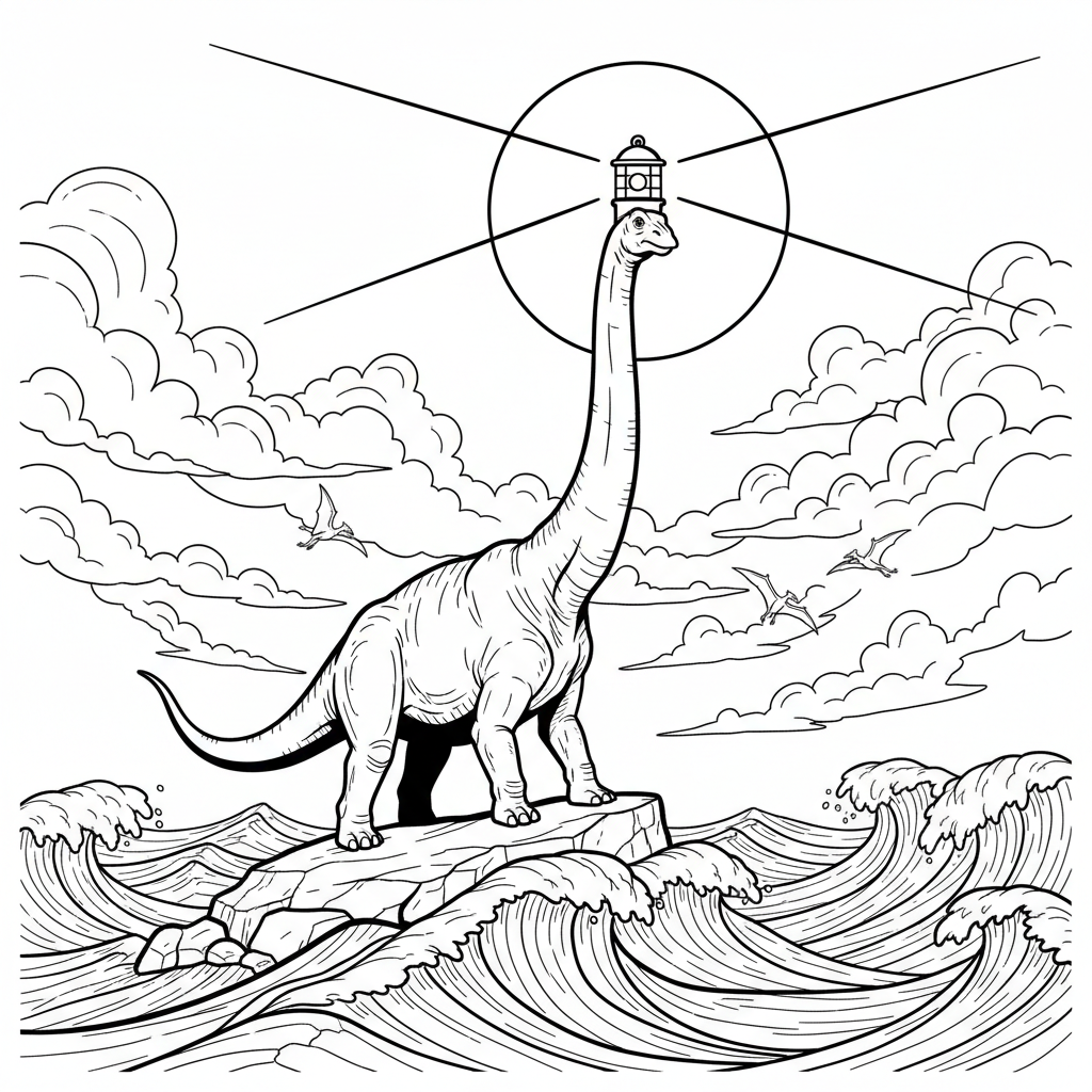 Brachio's Lantern Adventure — Free Printable Coloring Page for Kids coloring page