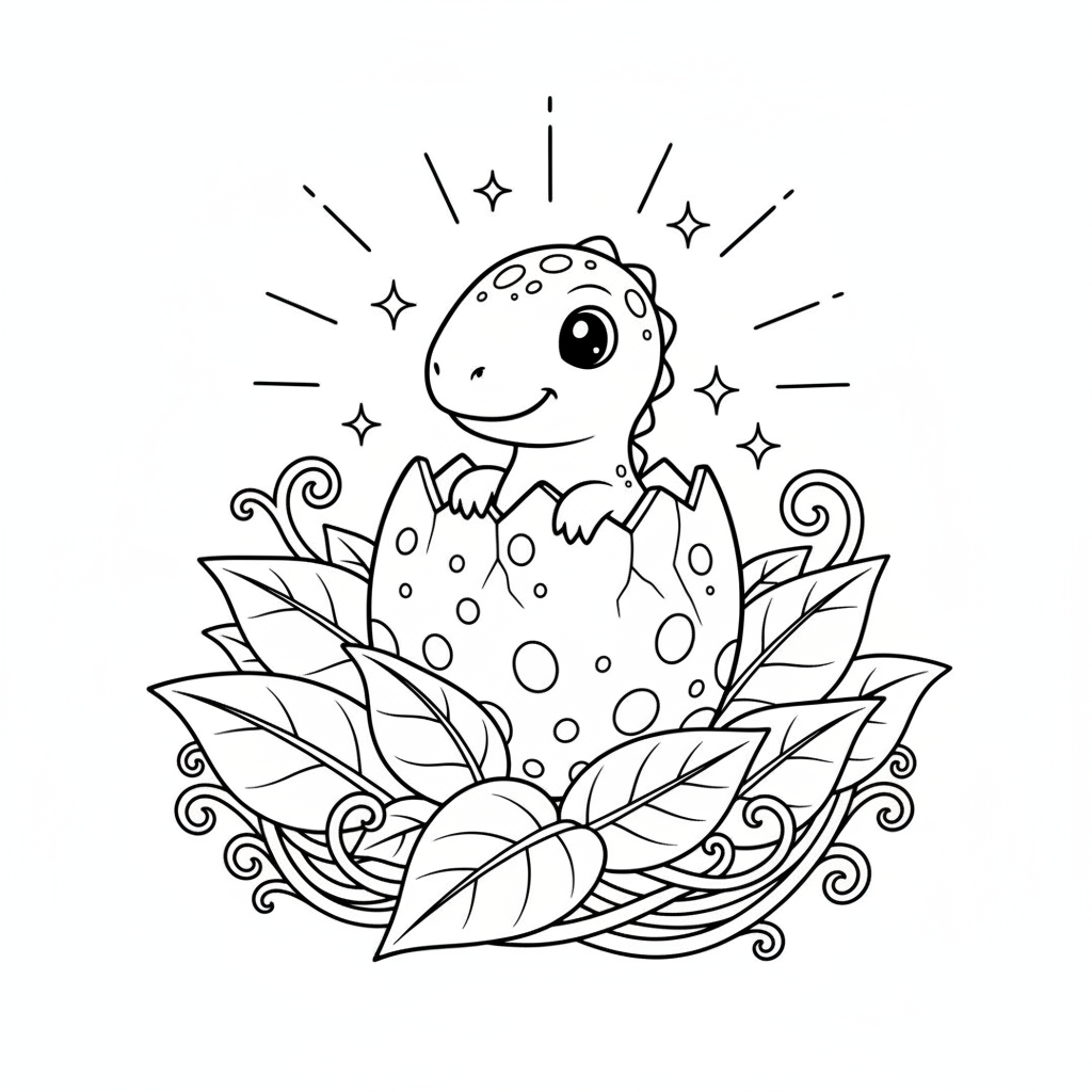 Baby Dinosaur Hatching — Free Coloring Page for Kids coloring page