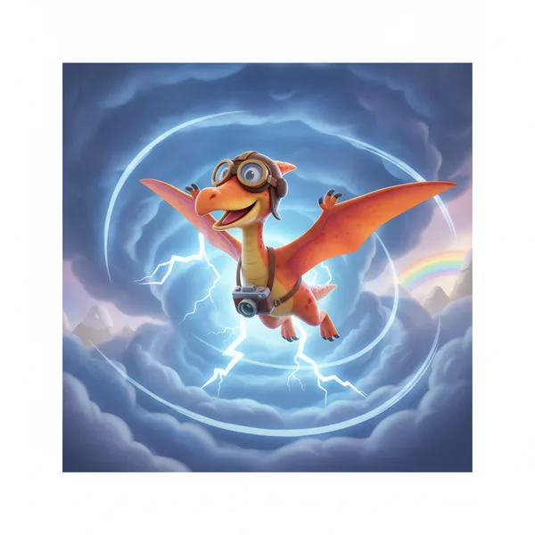 Cheerful Dragon Soaring Through Stormy Skies — Free Coloring Page for Kids