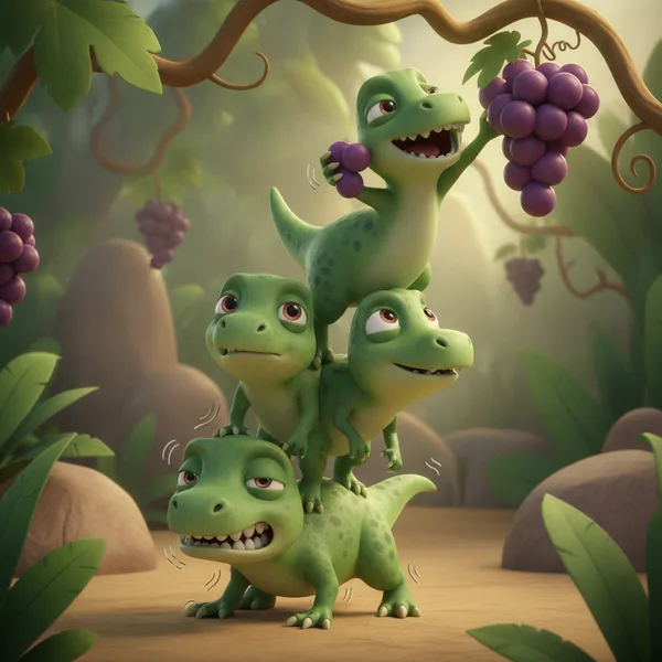Dinosaurier Erreichen Trauben — Dinosaurier Ausmalbild — Kostenlos Ausdrucken