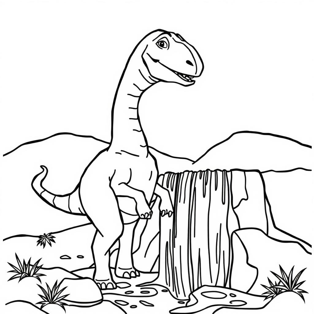 Brachio Rainbow Drink — Free Coloring Page for Kids coloring page