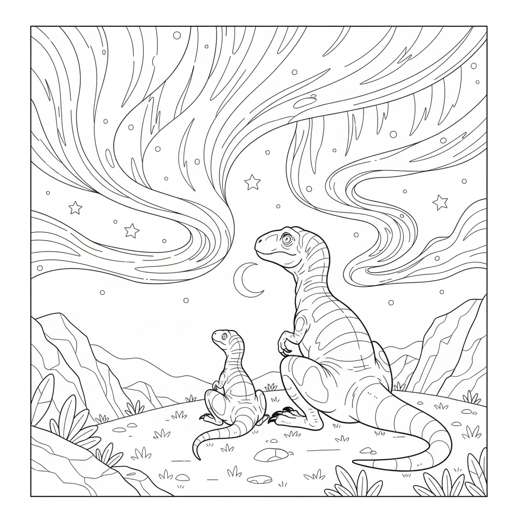 Aurora Raptors — Free Printable Coloring Page for Kids coloring page