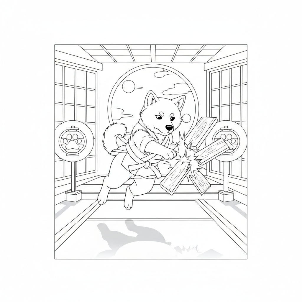 Karate Kick Challenge — Free Coloring Page for Kids coloring page