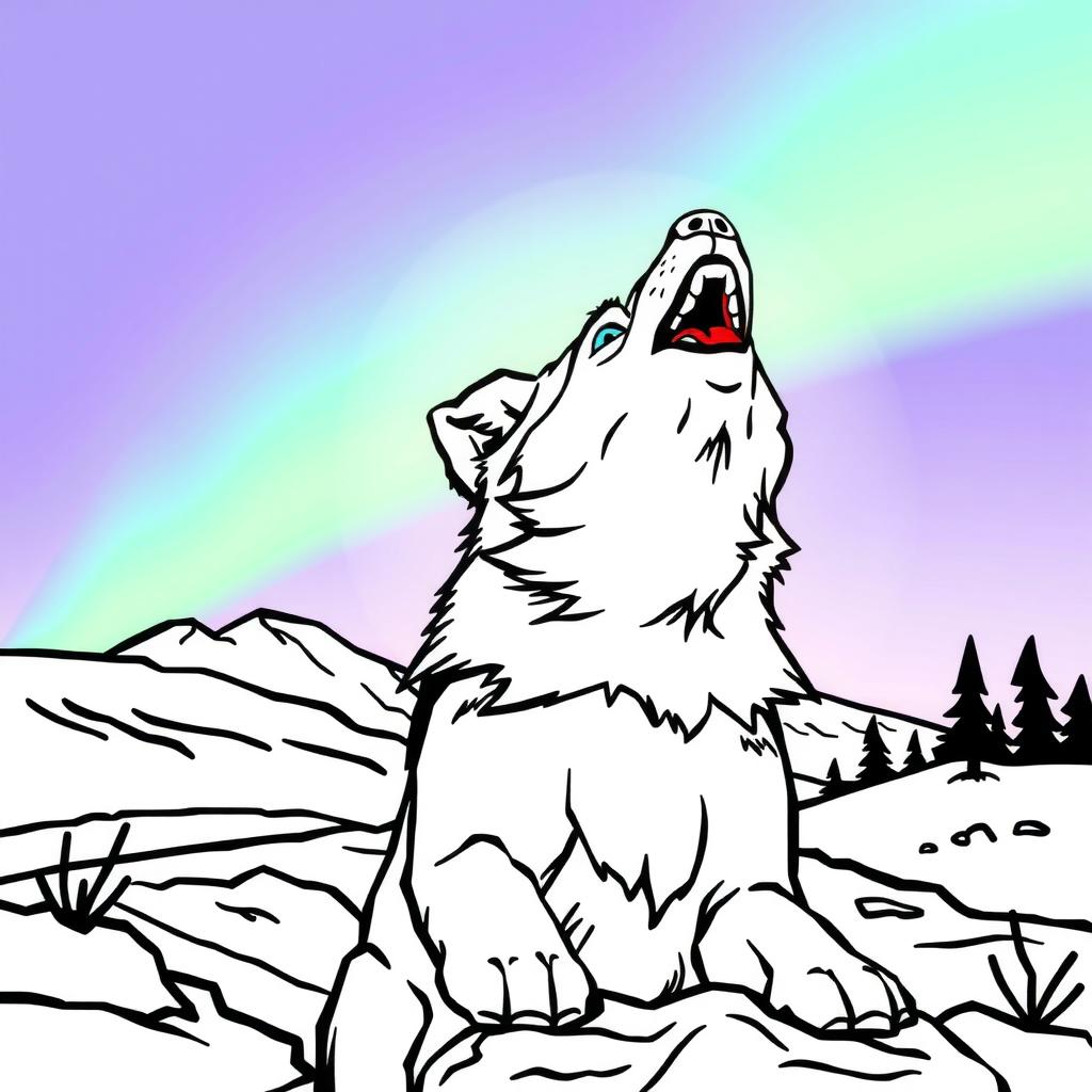 Husky Twilight Howl — Free Coloring Page for Kids coloring page