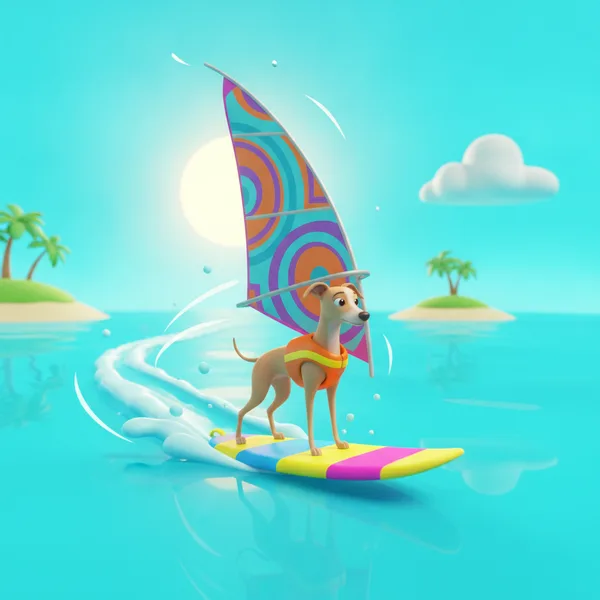 Cartoon Dog Surfing on a Bright Surfboard — Free Coloring Page for Kids