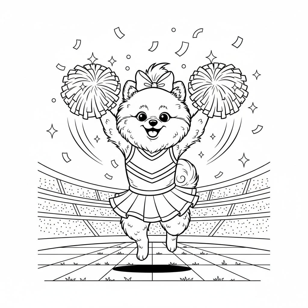 Cheer Captain's Leap — Free Printable Coloring Page for Kids coloring page