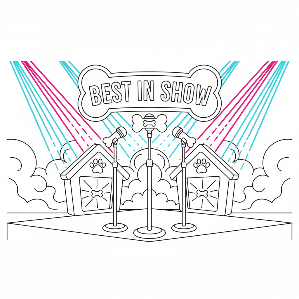 Whimsical Stage Set Adventure — Free Coloring Page for Kids coloring page