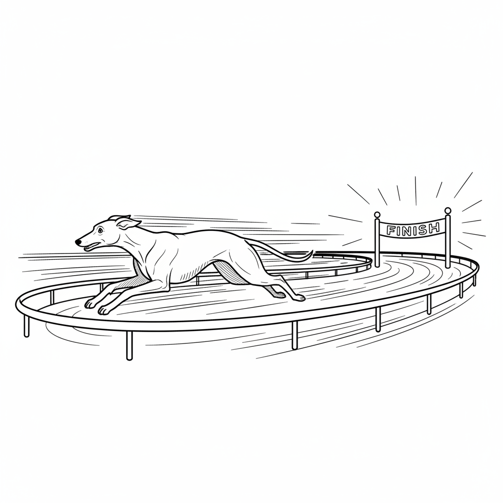 Greyhound Track Sprint — Free Coloring Page for Kids coloring page