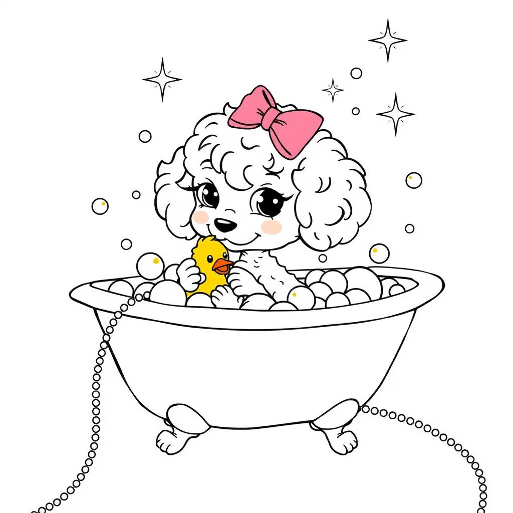 Puppy Bubble Bath Fun — Free Coloring Page for Kids coloring page