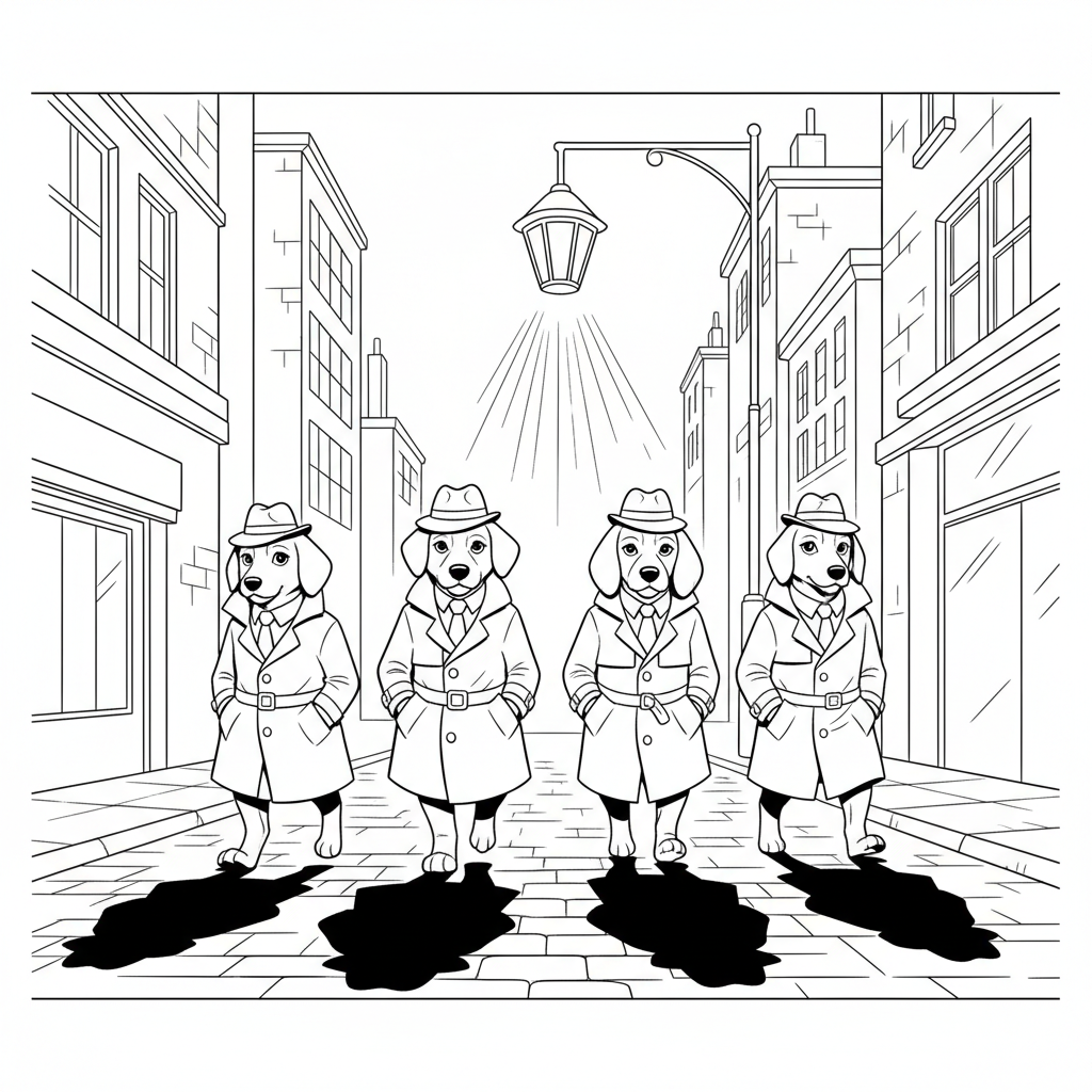 Dog Detective Adventure — Free Coloring Page for Kids coloring page