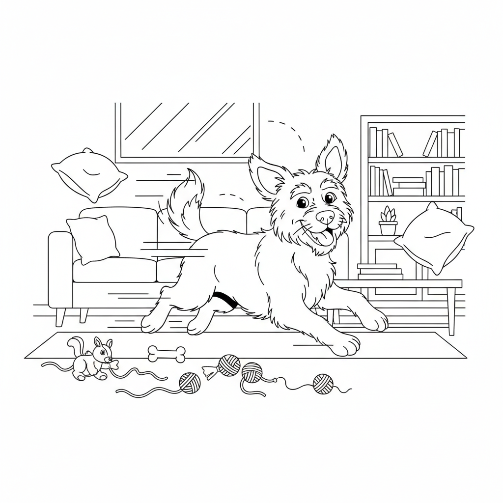Playful Dog Zoomies — Free Coloring Page for Kids coloring page