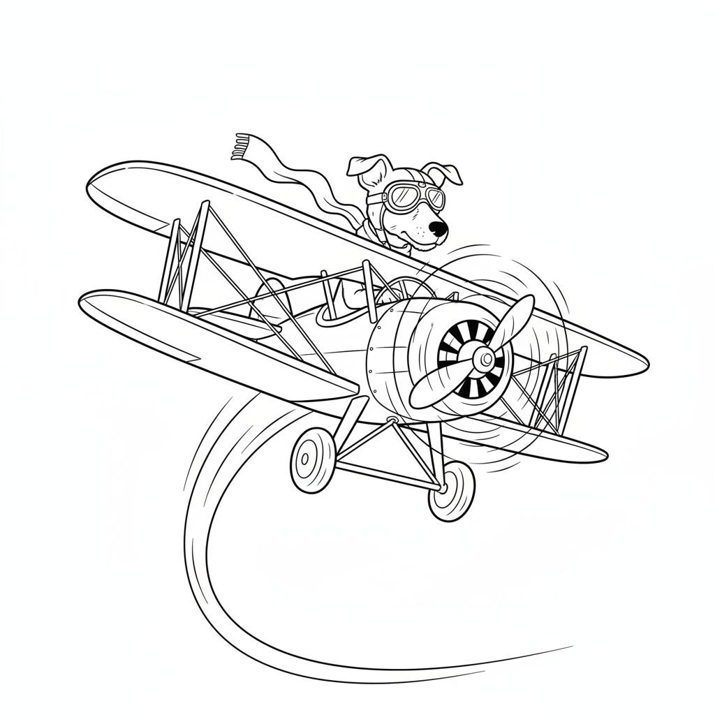 Flying Dog Adventure — Free Coloring Page for Kids coloring page