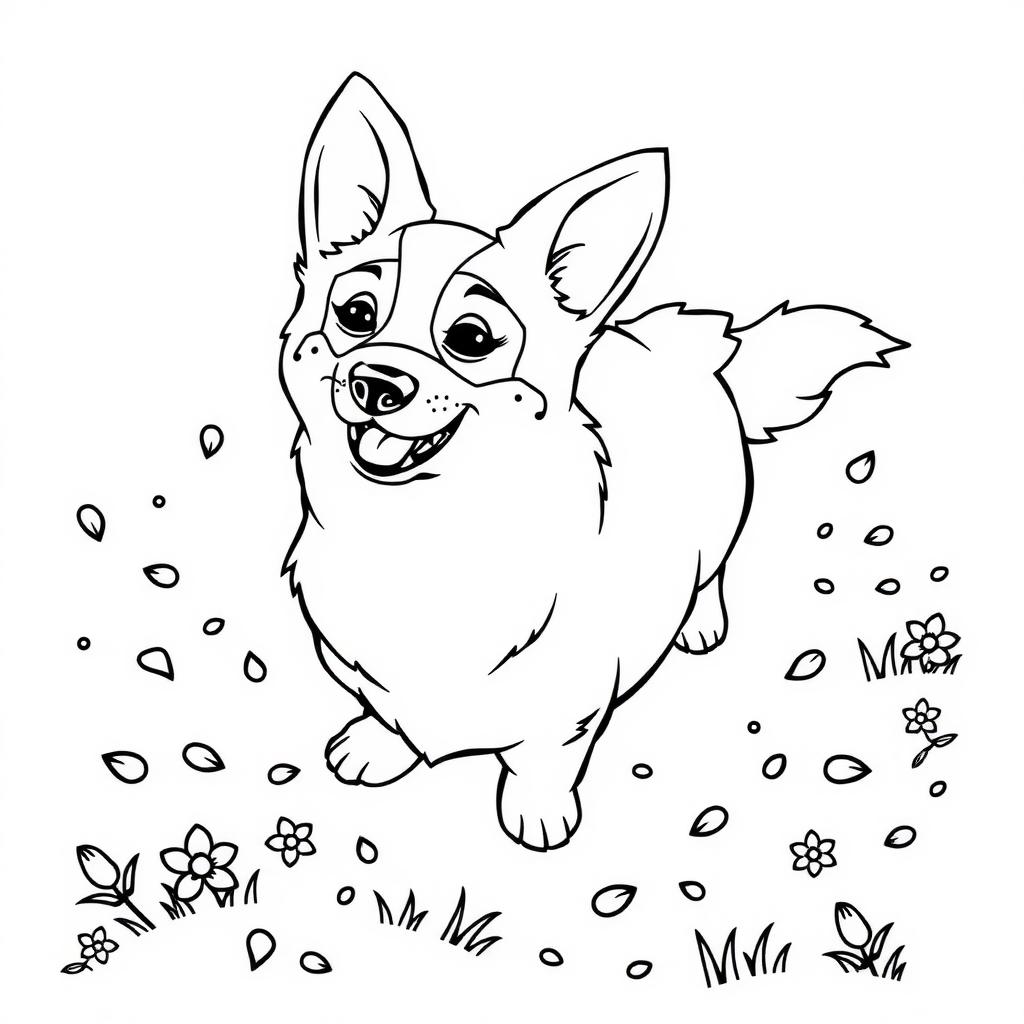 Corgi Tail Blur Spin — Free Printable Coloring Page for Kids coloring page