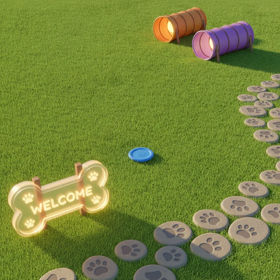 Vibrant Dog Park with Tunnels — Free Coloring Page for Kids