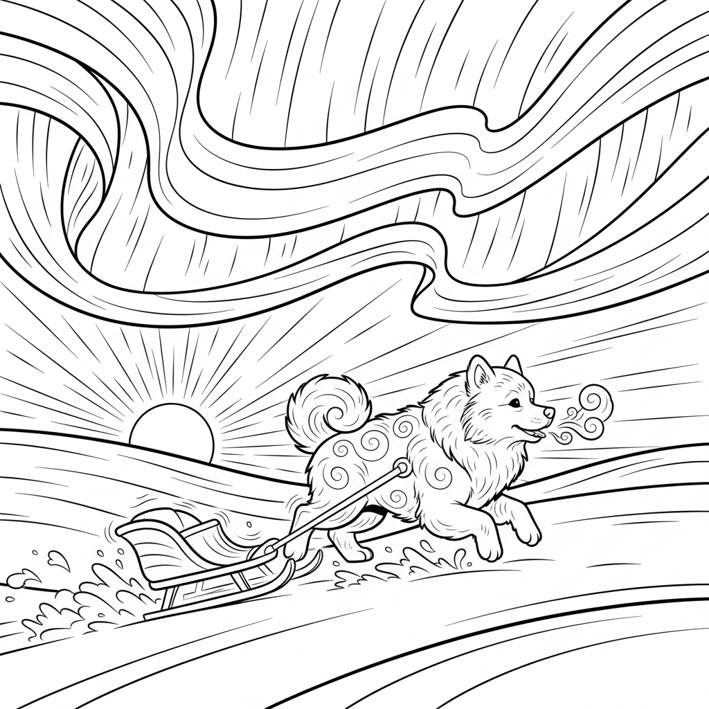 Snowy Sleigh Adventure — Free Printable Coloring Page for Kids coloring page