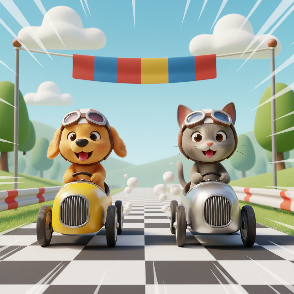 Dog vs Cat Pedal Race Adventure — Bedtime Story for Kids