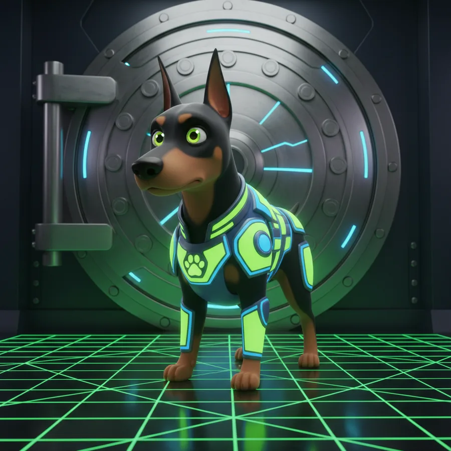 Doberman Cyber Adventure — Free Printable Coloring Page for Kids